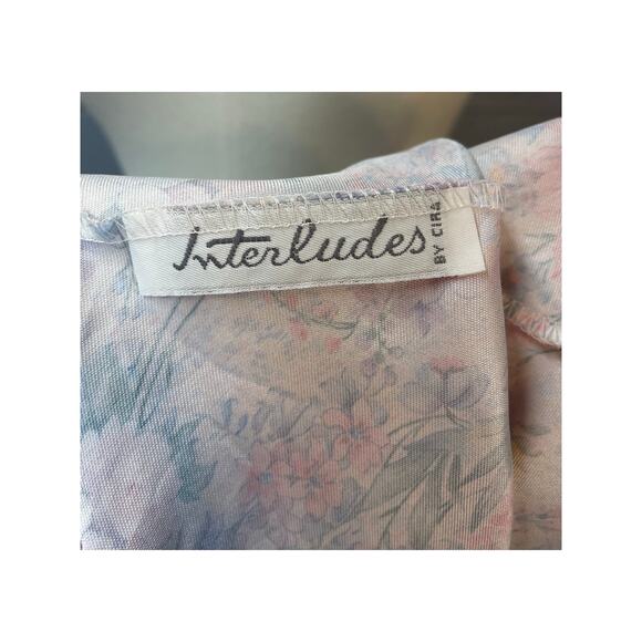 Vintage 80s Two Piece Camisole Flutter Shorts Lingerie Set Pastel Floral Satin - Picture 10 of 10